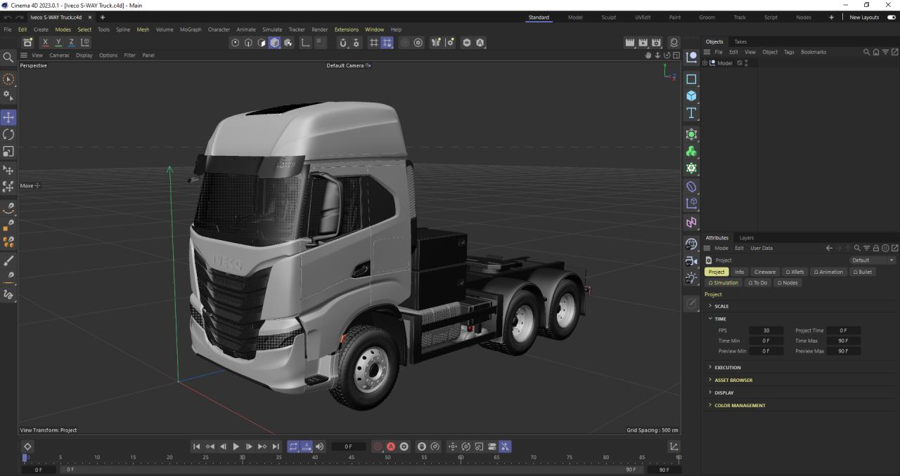 Iveco S-WAY Tractor and Lowboy Trailer with Excavator Volvo EC300E 3d models