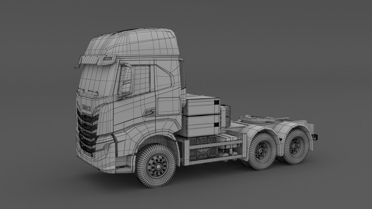 Iveco S-WAY Tractor and Lowboy Trailer with Excavator Volvo EC300E 3d models