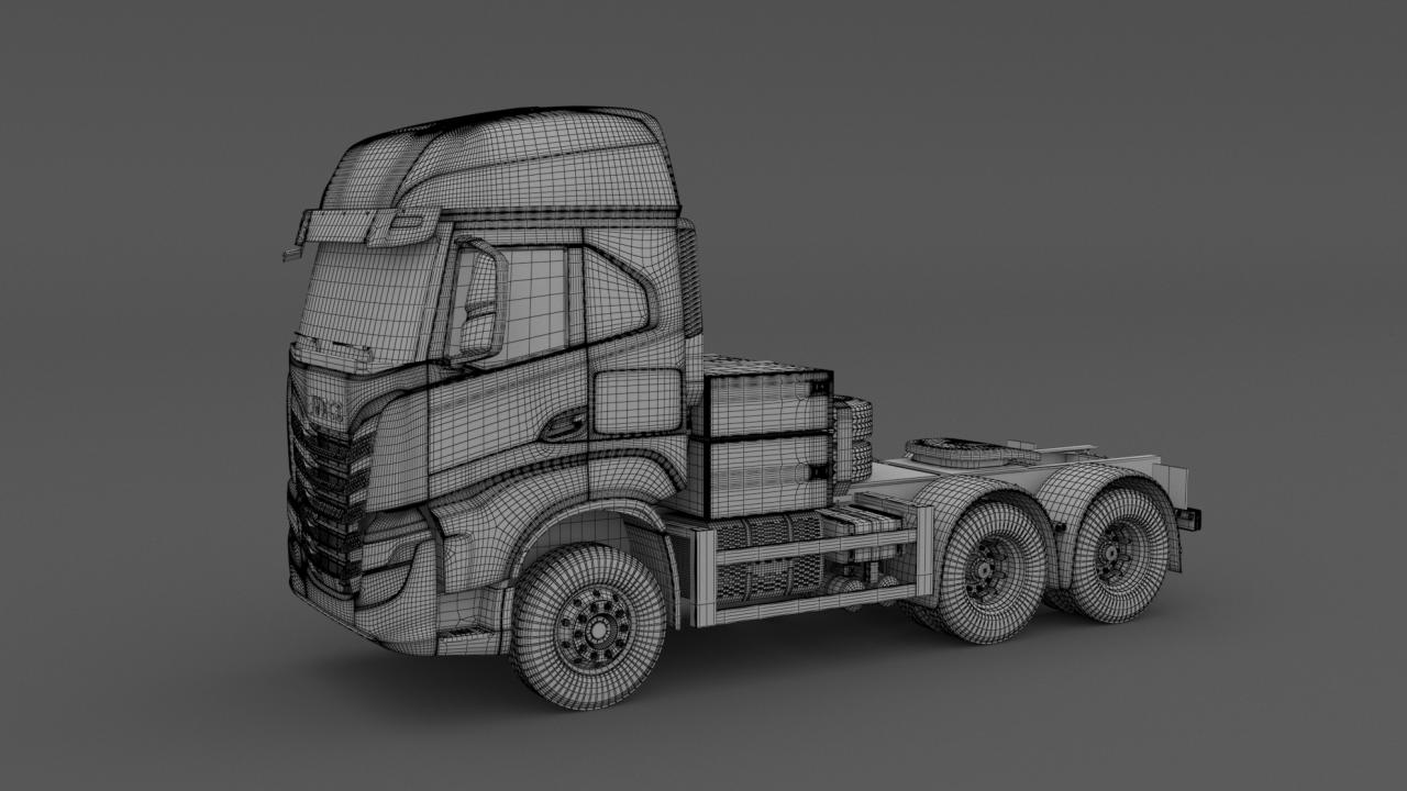 Iveco S-WAY Tractor and Lowboy Trailer with Excavator Volvo EC300E 3d models