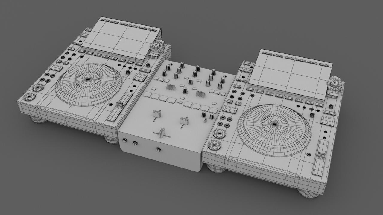 Pioneer DJ Set 4 DJM-S5 and CDJ 3000 Nexus 3d models