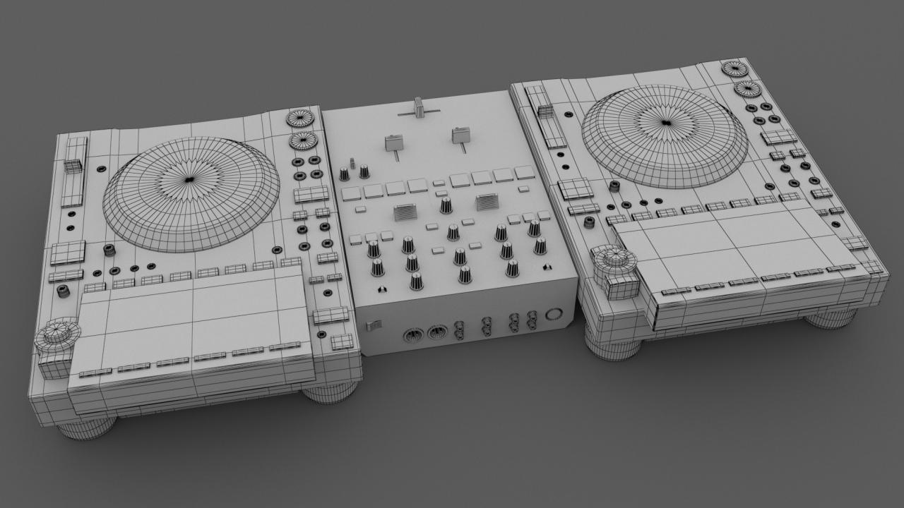 Pioneer DJ Set 4 DJM-S5 and CDJ 3000 Nexus 3d models