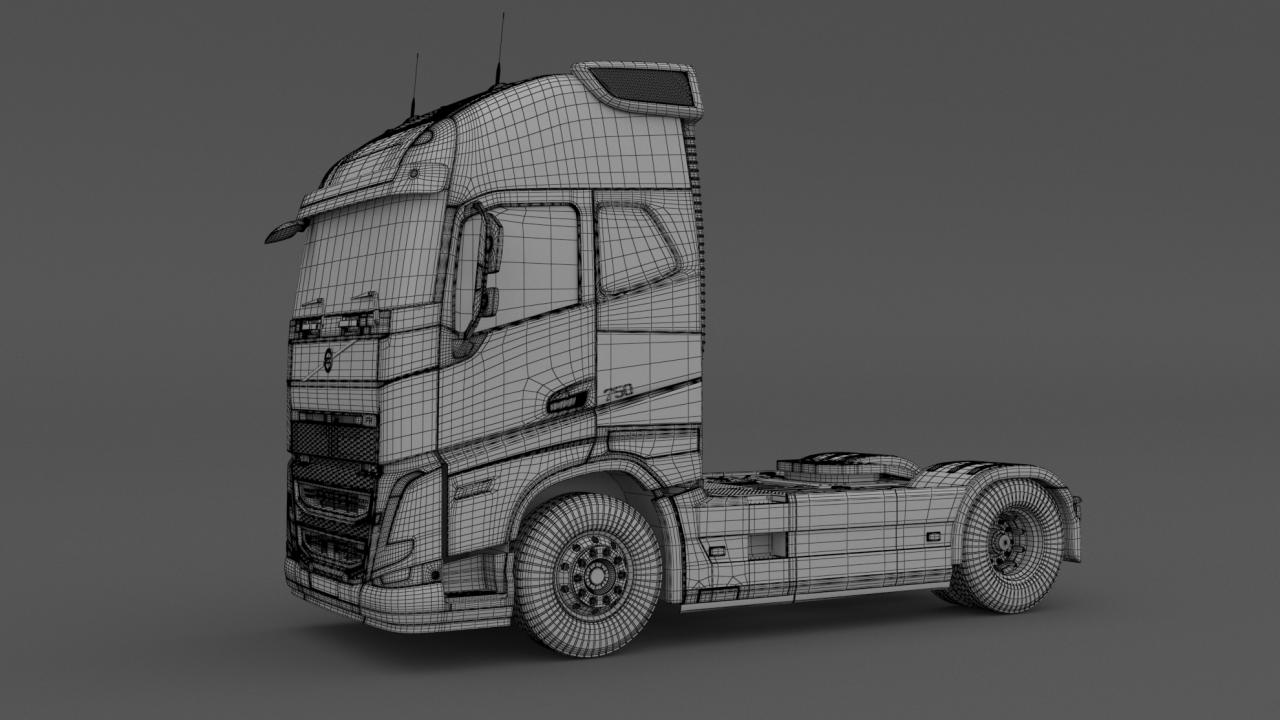 Volvo fh16 2021 and Lowboy Trailer with Airplane 3d models