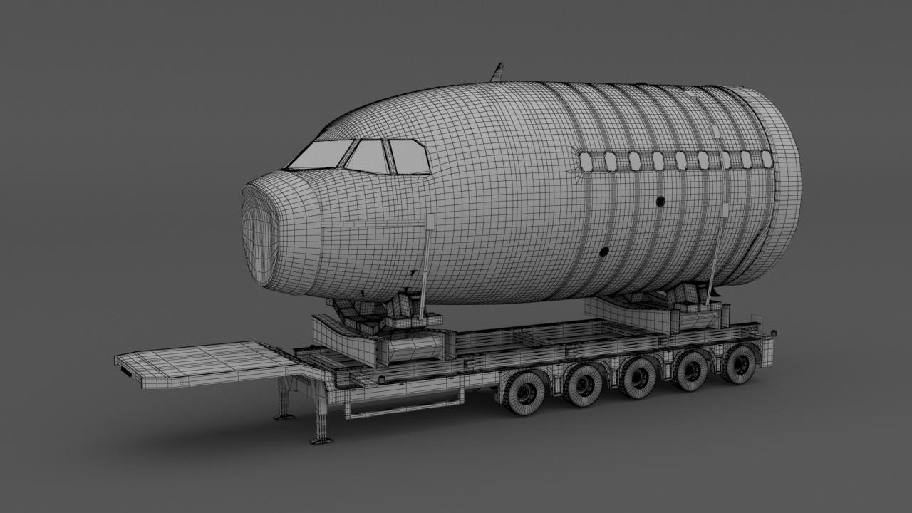 Volvo fh16 2021 and Lowboy Trailer with Airplane 3d models