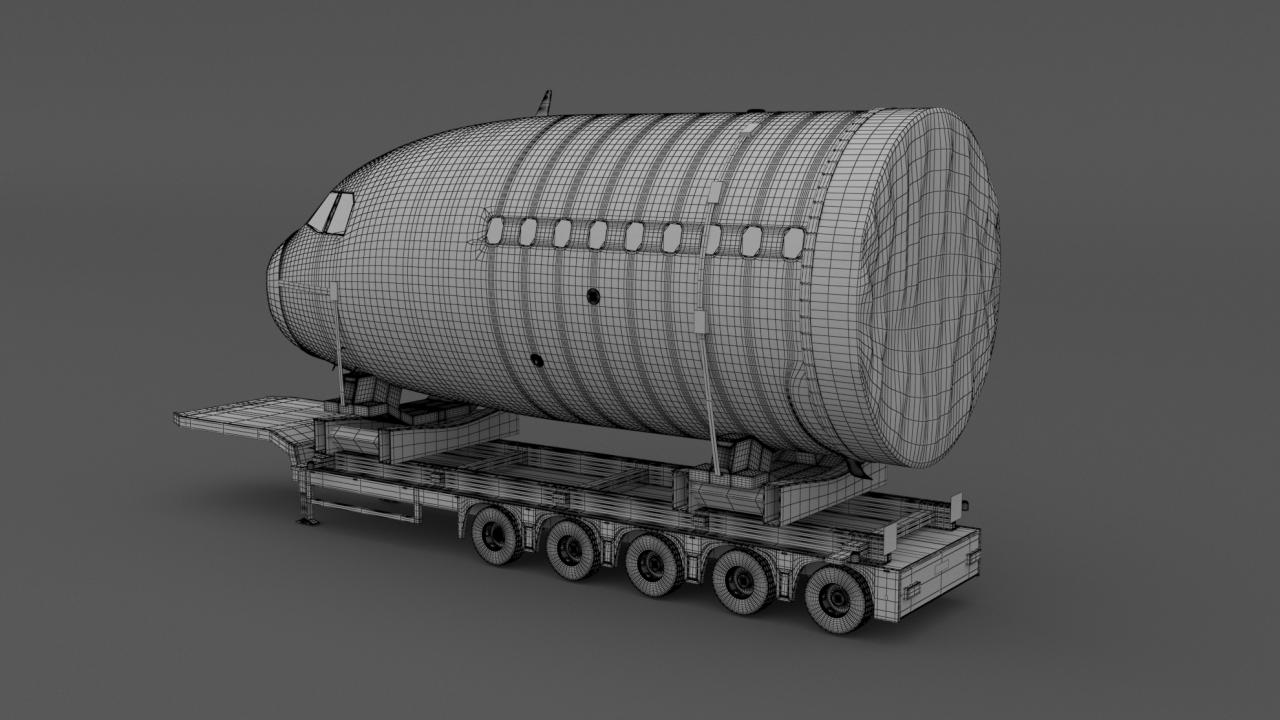 Volvo fh16 2021 and Lowboy Trailer with Airplane 3d models