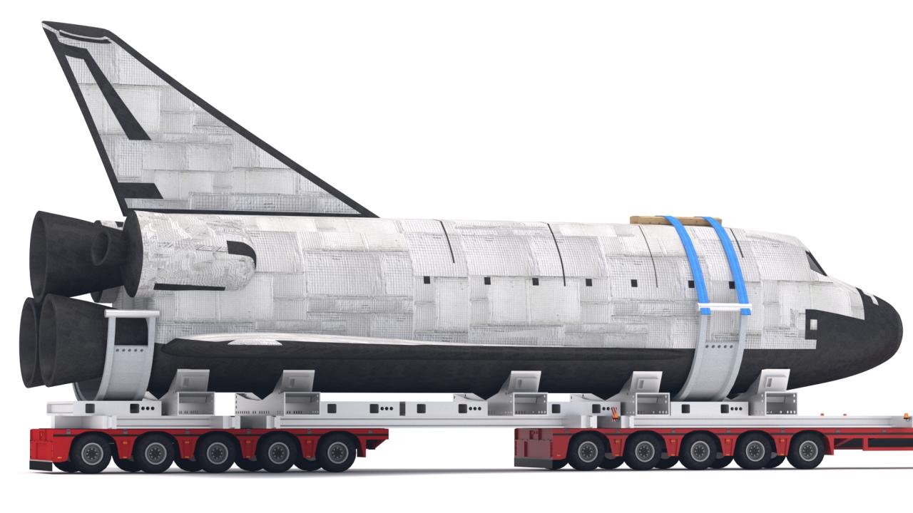 Volvo fh16 2021 and Lowboy Trailer with Space Shuttle 3d models