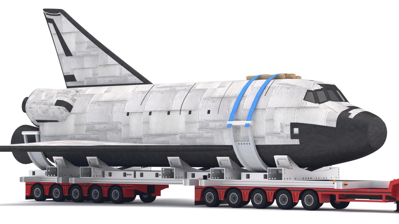 Volvo fh16 2021 and Lowboy Trailer with Space Shuttle 3d models