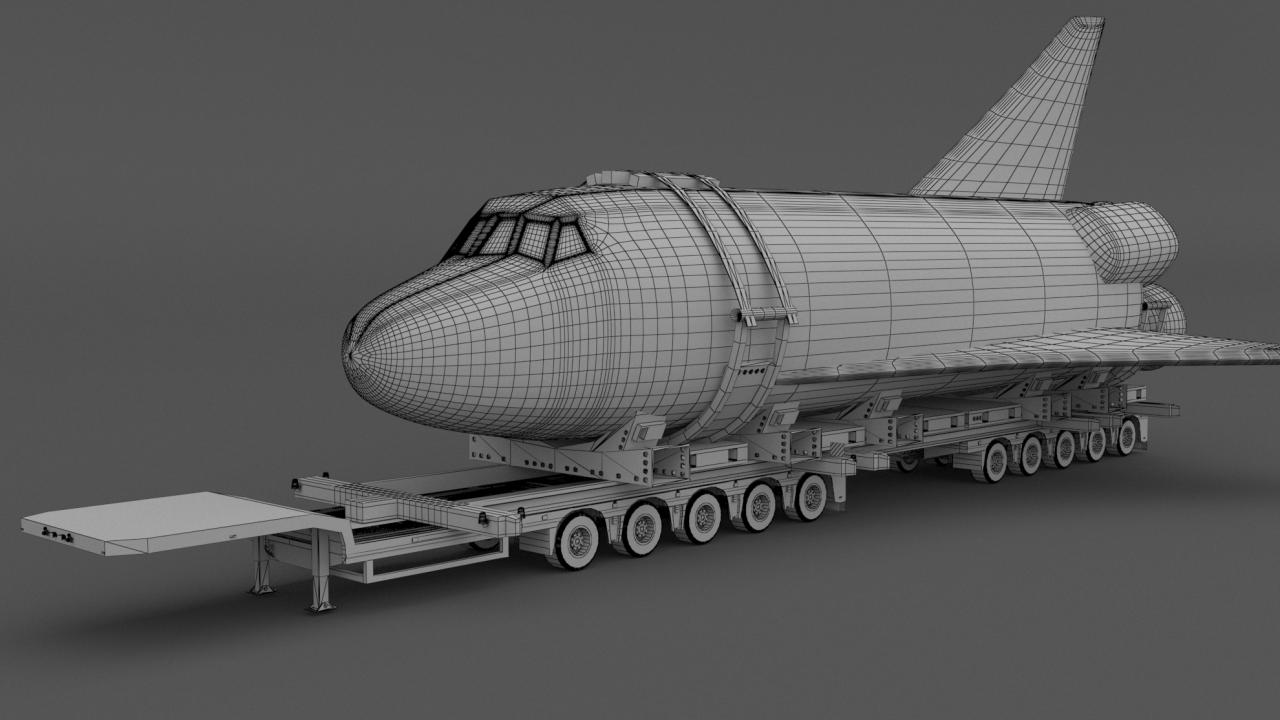 Volvo fh16 2021 and Lowboy Trailer with Space Shuttle 3d models