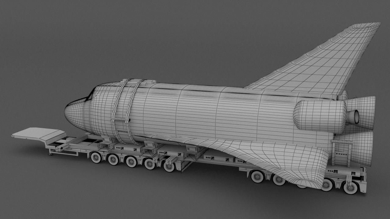 Volvo fh16 2021 and Lowboy Trailer with Space Shuttle 3d models