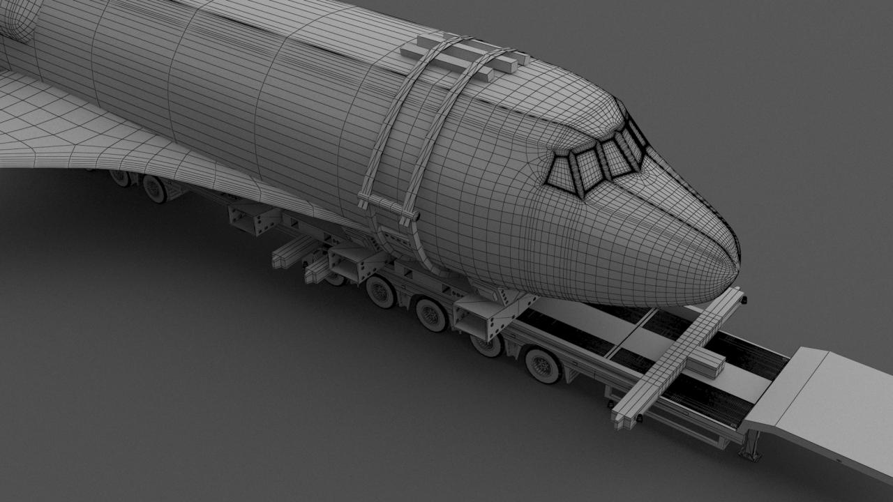 Volvo fh16 2021 and Lowboy Trailer with Space Shuttle 3d models