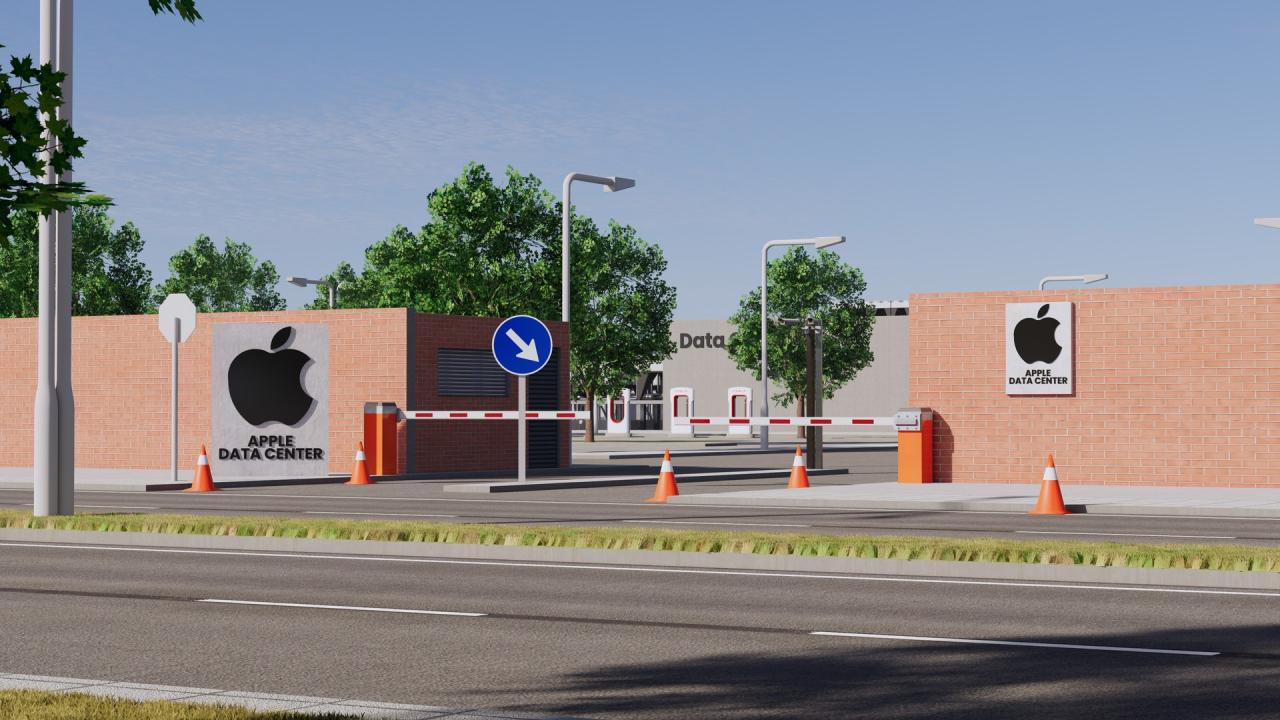 Apple Data Center Building with Interior 3d models
