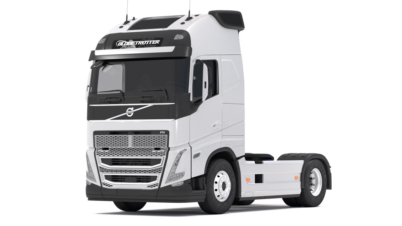 Volvo fh16 2021 and Lowboy Trailer with EC300E Excavator 3d models