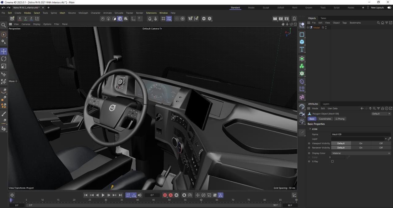Volvo fh16 2021 and Lowboy Trailer with EC300E Excavator 3d models