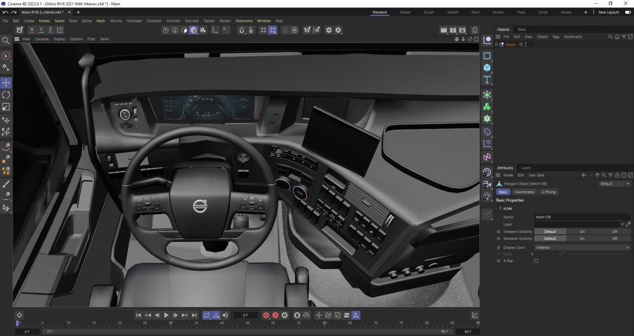 Volvo fh16 2021 and Lowboy Trailer with EC300E Excavator 3d models