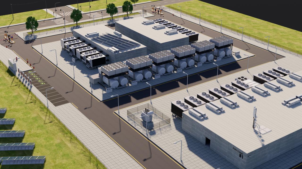 Data Center With Interior and Landscape 3d models