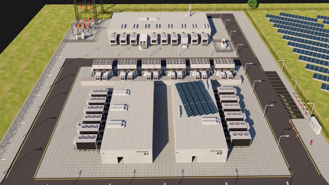 Data Center With Interior and Landscape 3d models