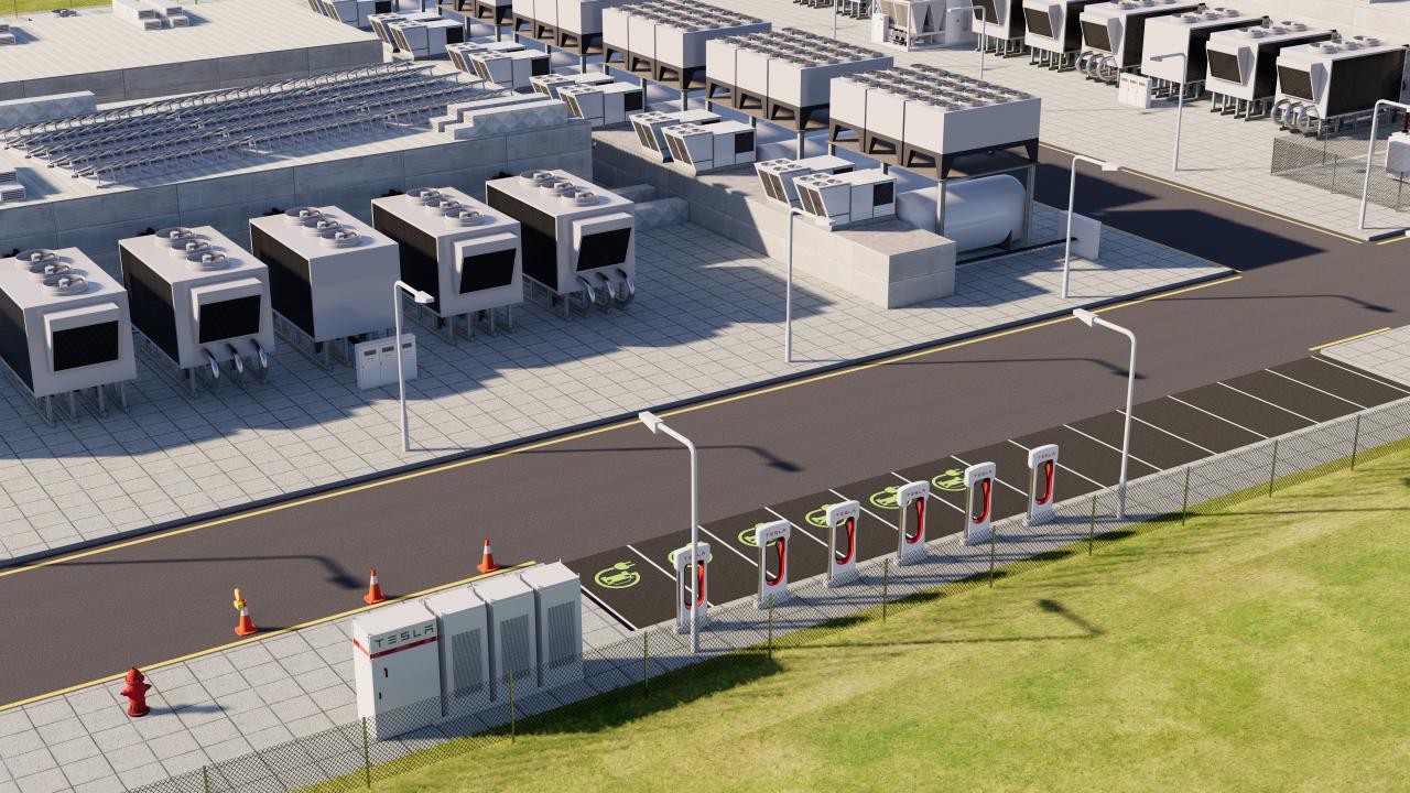 Data Center With Interior and Landscape 3d models