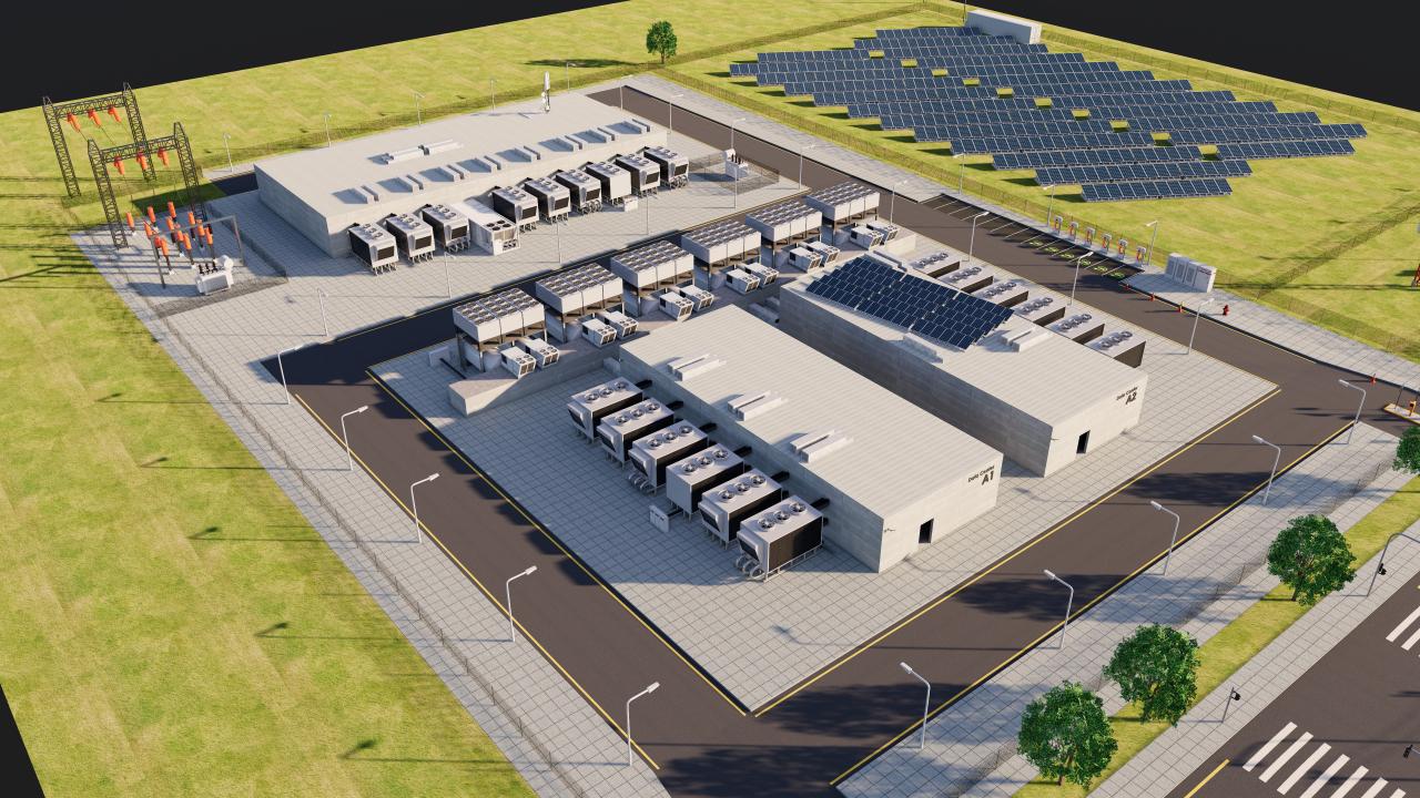 Data Center With Interior and Landscape 3d models