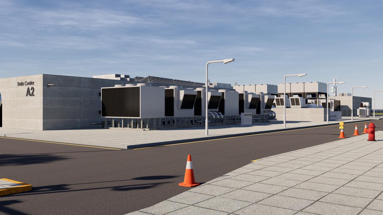 Data Center With Interior and Landscape 3d models