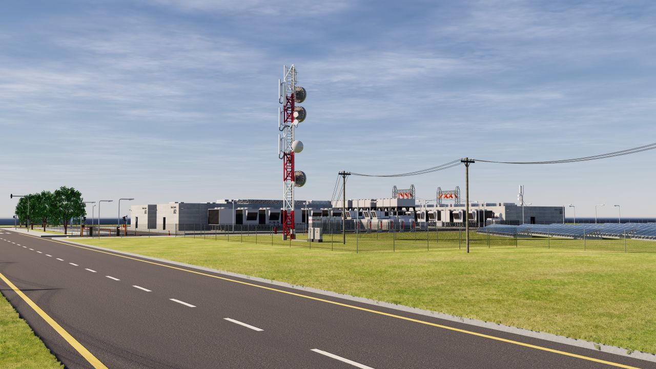 Data Center With Interior and Landscape 3d models