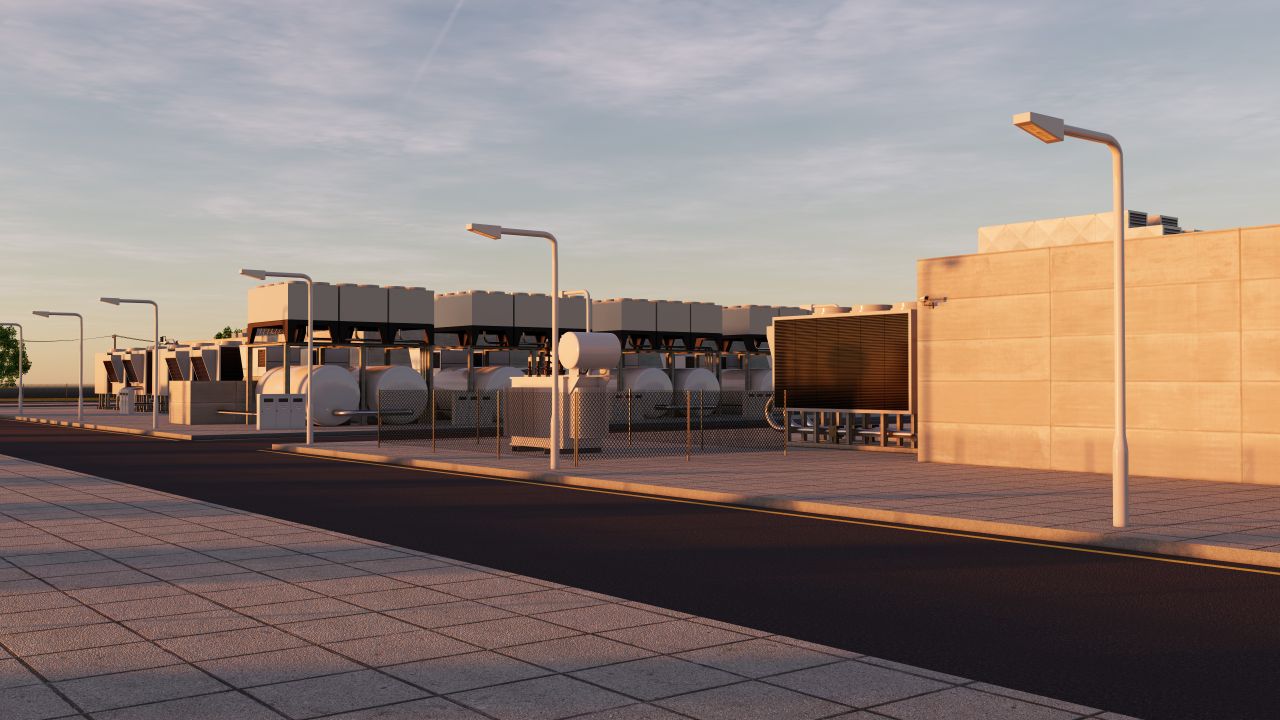 Data Center With Interior and Landscape 3d models