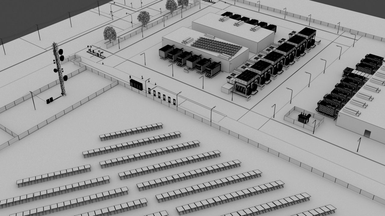 Data Center With Interior and Landscape 3d models
