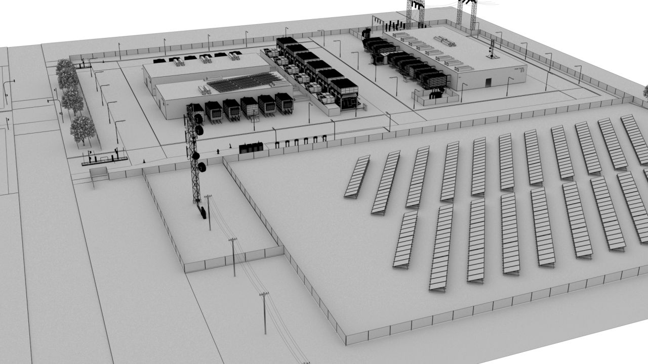 Data Center With Interior and Landscape 3d models