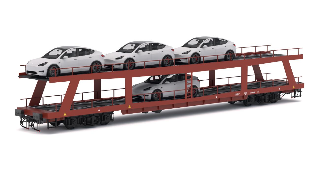 Autorack Car Transporter and Tesla Y 3d models