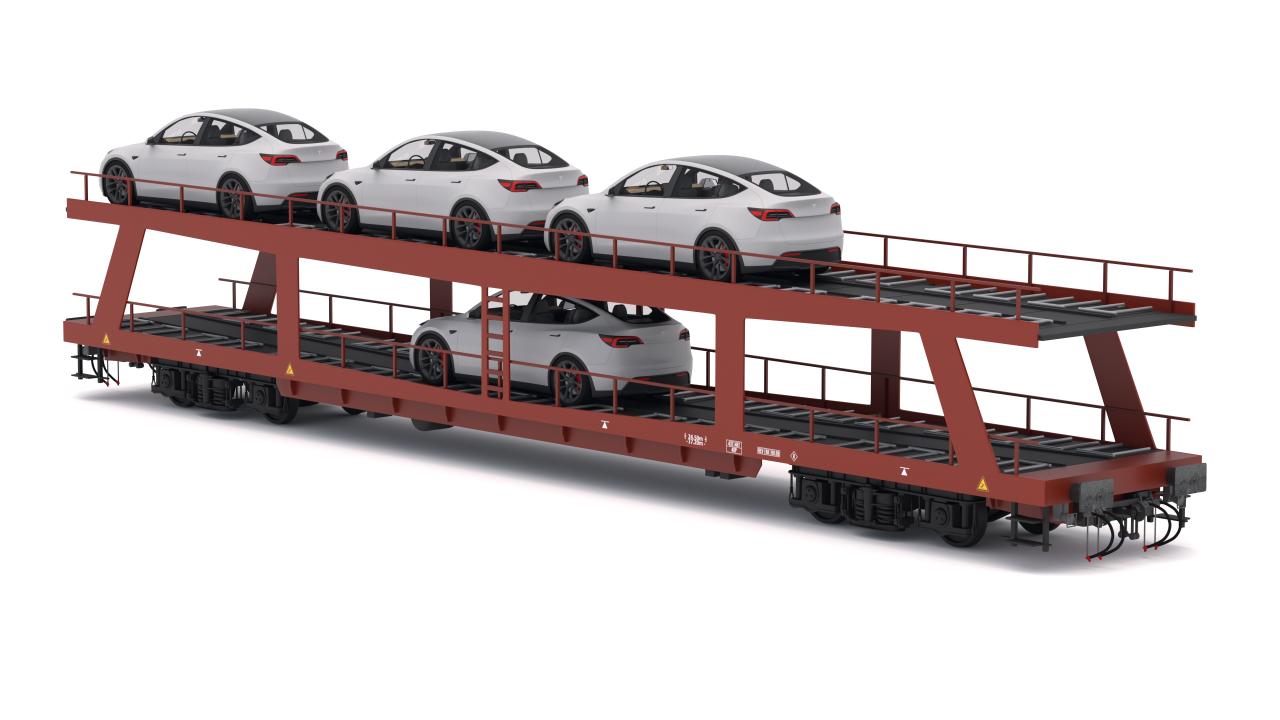 Autorack Car Transporter and Tesla Y 3d models