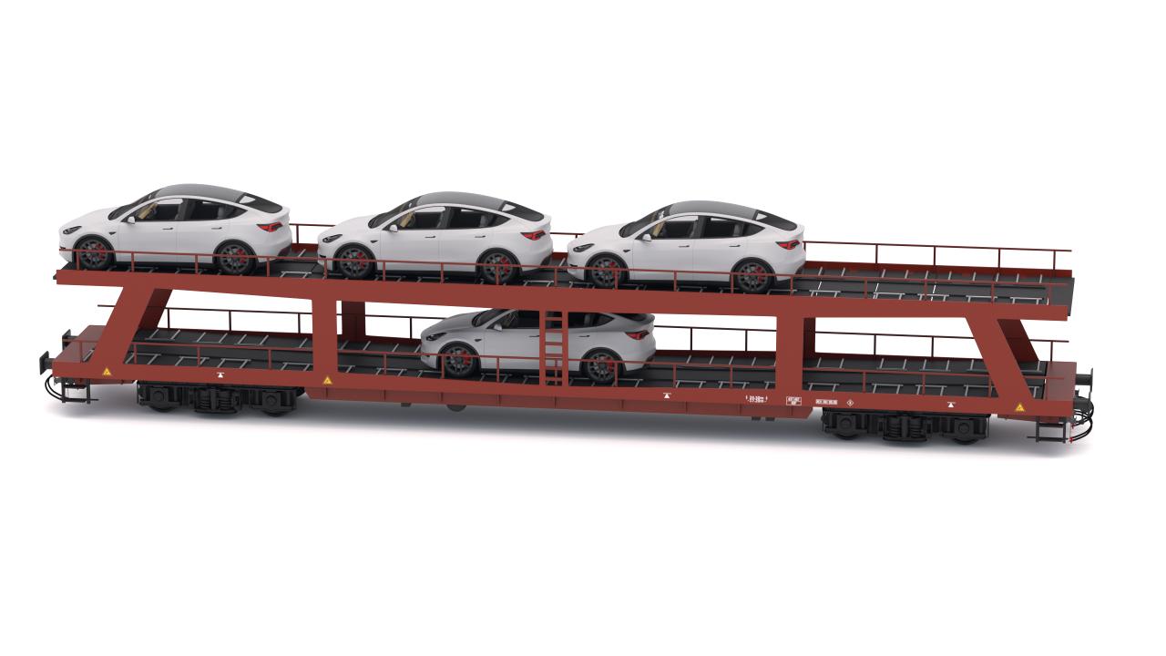Autorack Car Transporter and Tesla Y 3d models