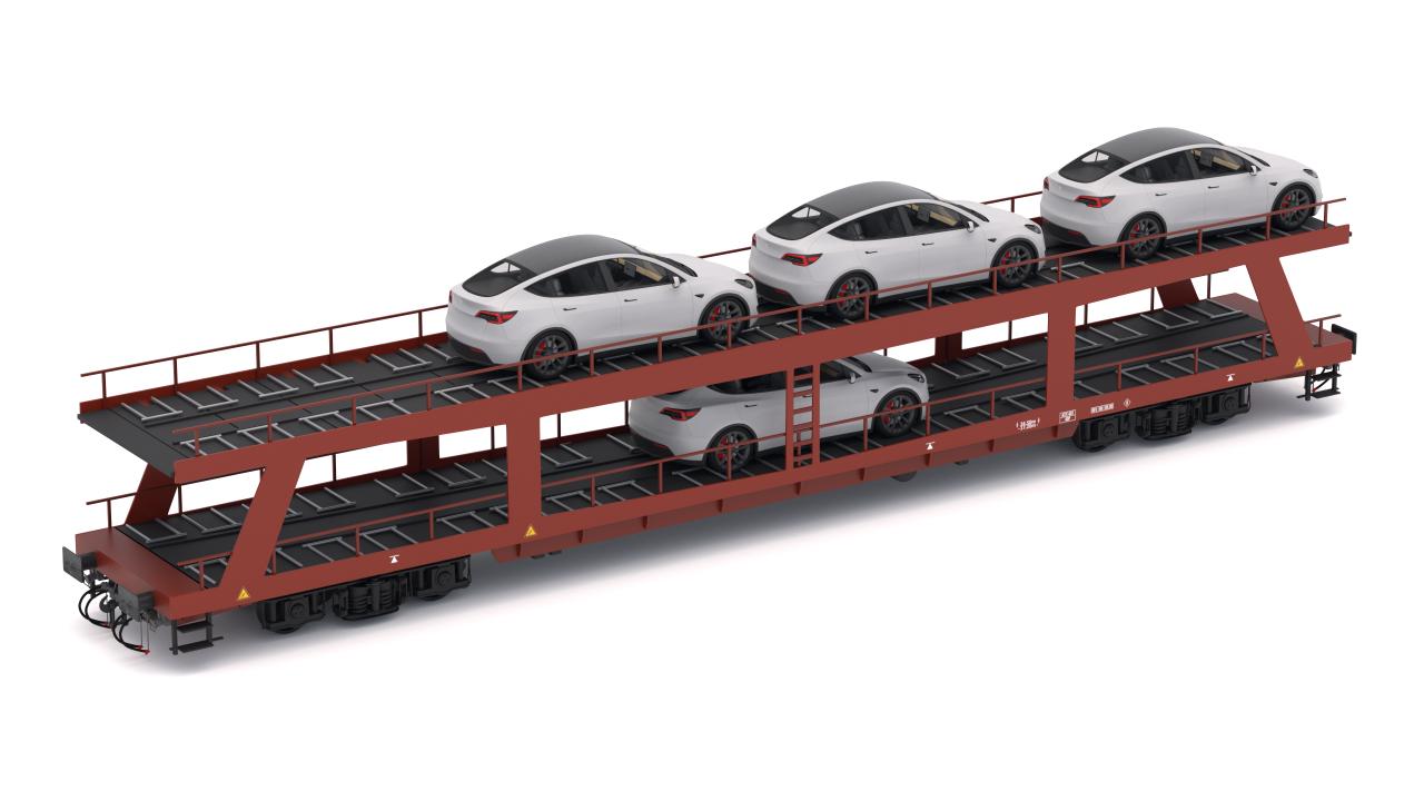 Autorack Car Transporter and Tesla Y 3d models