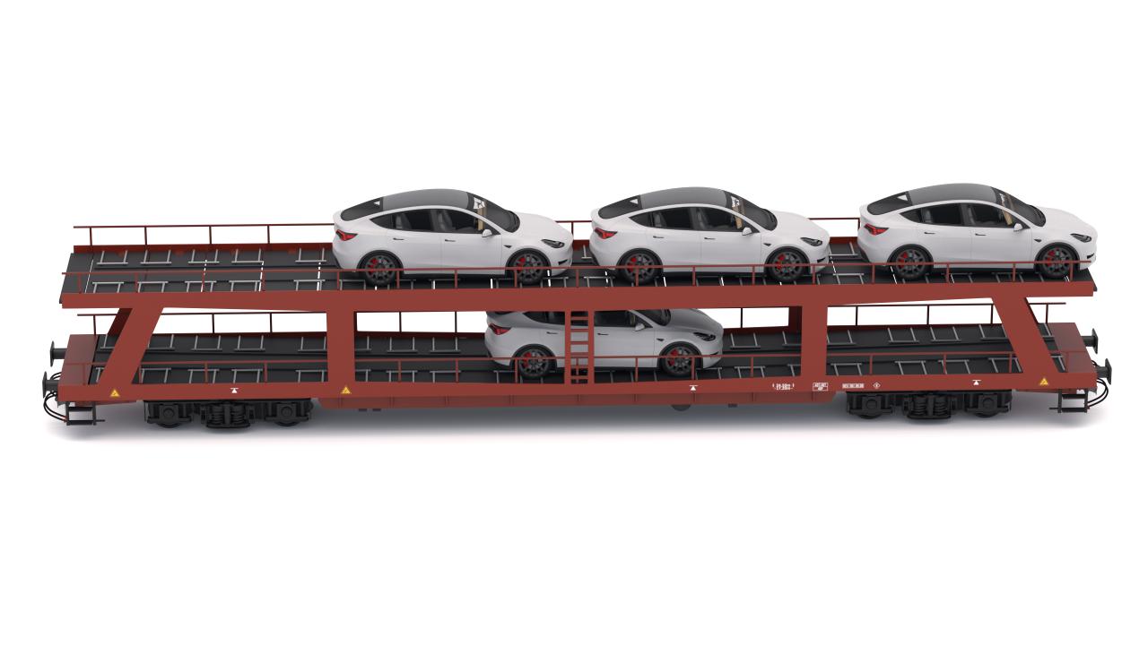 Autorack Car Transporter and Tesla Y 3d models