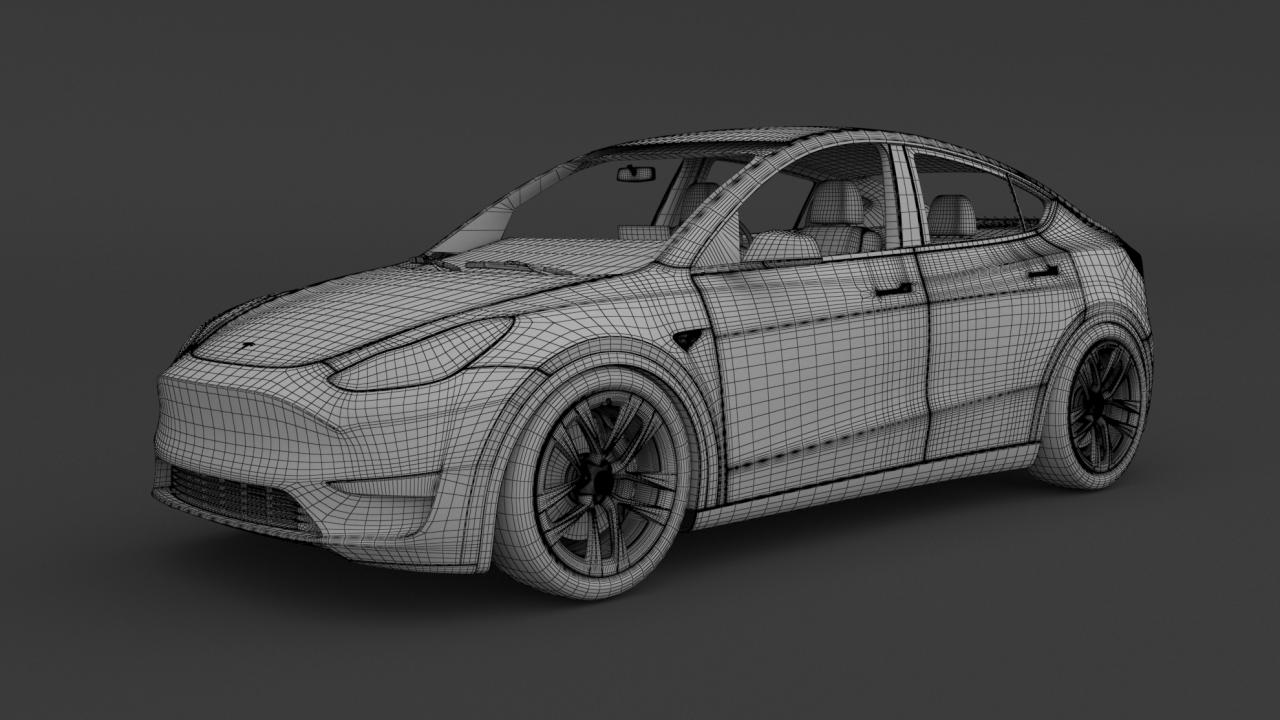 Autorack Car Transporter and Tesla Y 3d models