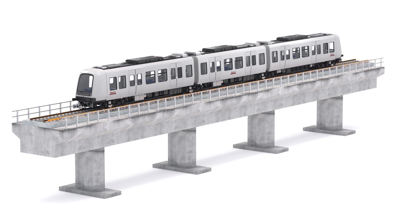 Hitachi Rail Driverless Metro Copenhagen with Railway Bridge 3d models