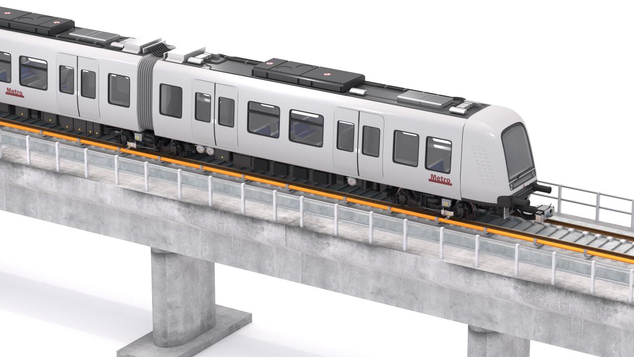 Hitachi Rail Driverless Metro Copenhagen with Railway Bridge 3d models