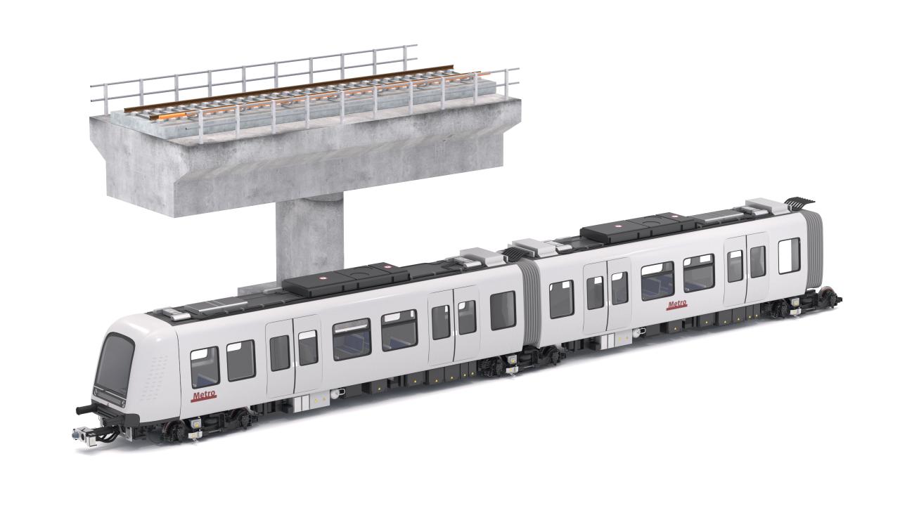 Hitachi Rail Driverless Metro Copenhagen with Railway Bridge 3d models