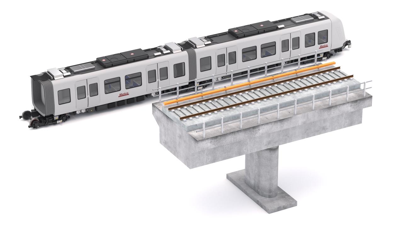 Hitachi Rail Driverless Metro Copenhagen with Railway Bridge 3d models