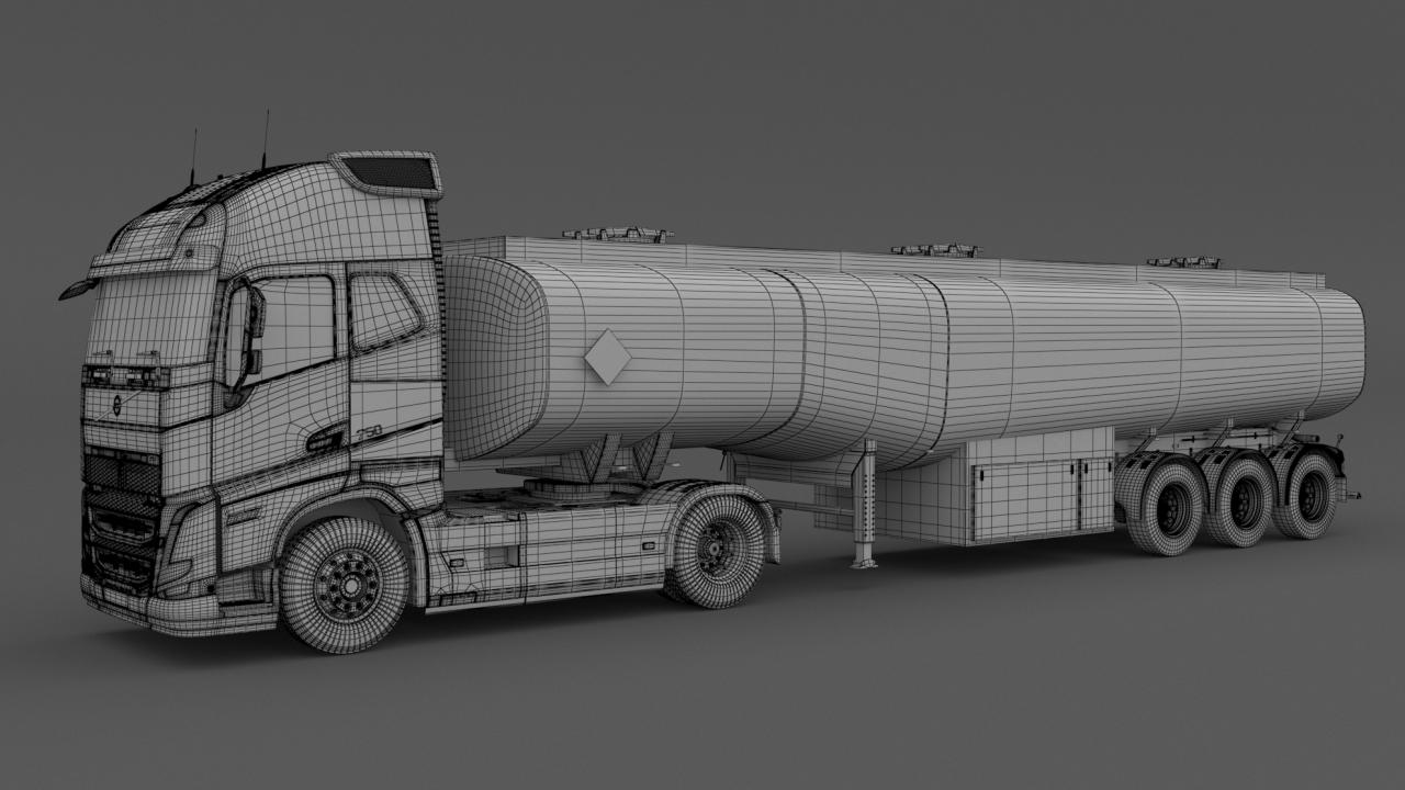 SHELL Volvo fh16 with Fuel Semi Tank Trailer 3d models