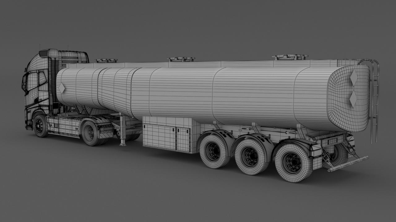 SHELL Volvo fh16 with Fuel Semi Tank Trailer 3d models
