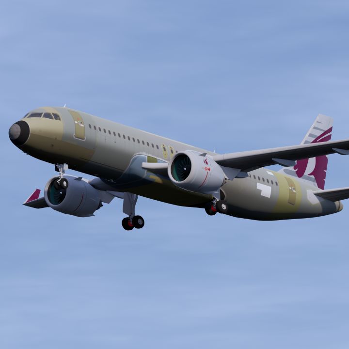 Qatar Airways A320 Unpainted 3d models