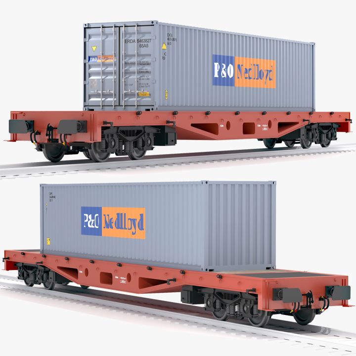 Flat Rail Car P and O Shipping Container 3d models