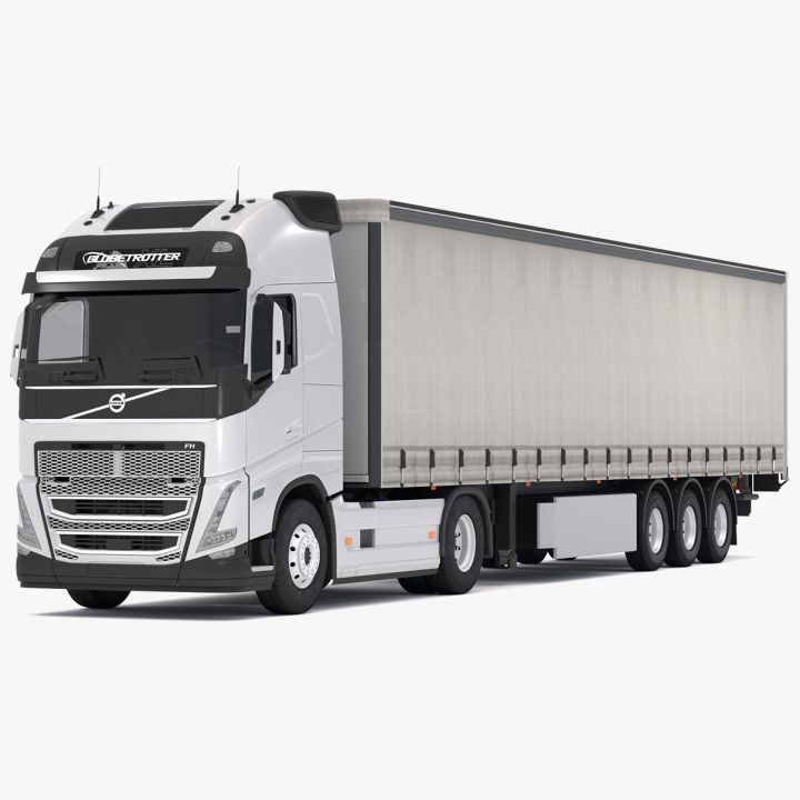 Volvo fh16 with Industrial Trailer 3d models