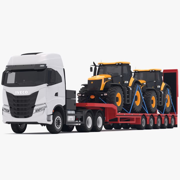 Iveco S-WAY Tractor Lowboy Trailer with JCB Fastrac 8310 3d models