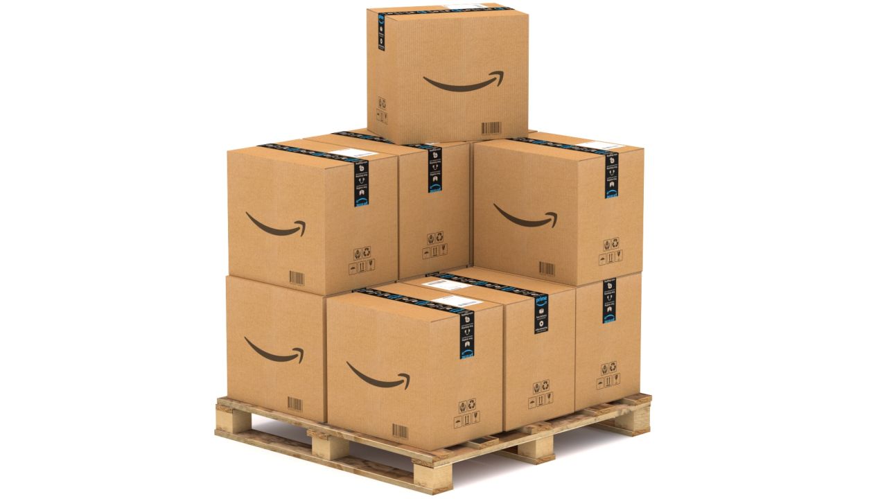 Amazon Cardboard Box with Pallet 3d models