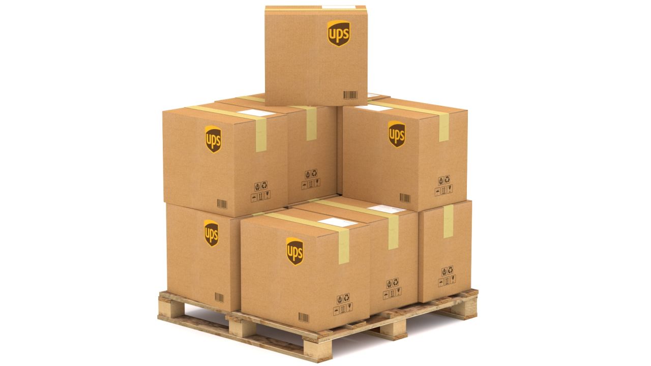 UPS Cardboard Box with Pallet 3d models
