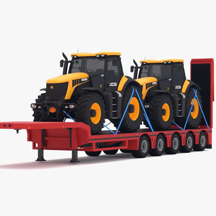 Lowboy Trailer with JCB Fastrac 8310 3d models