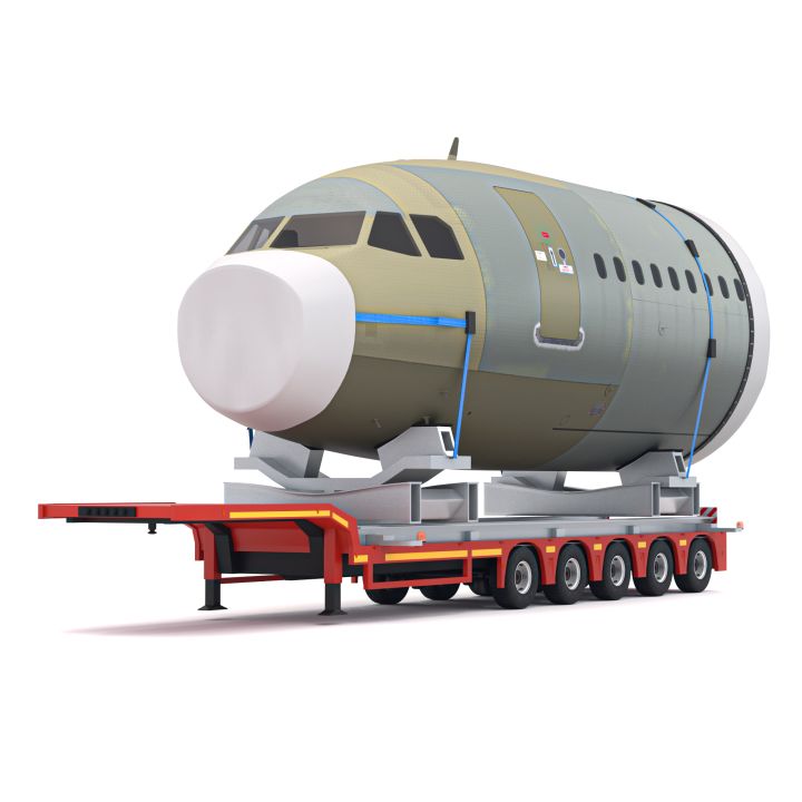 Lowboy Trailer with Airplane 3d models