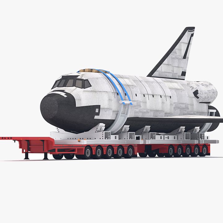 Lowboy Trailer with Space Shuttle 3d models