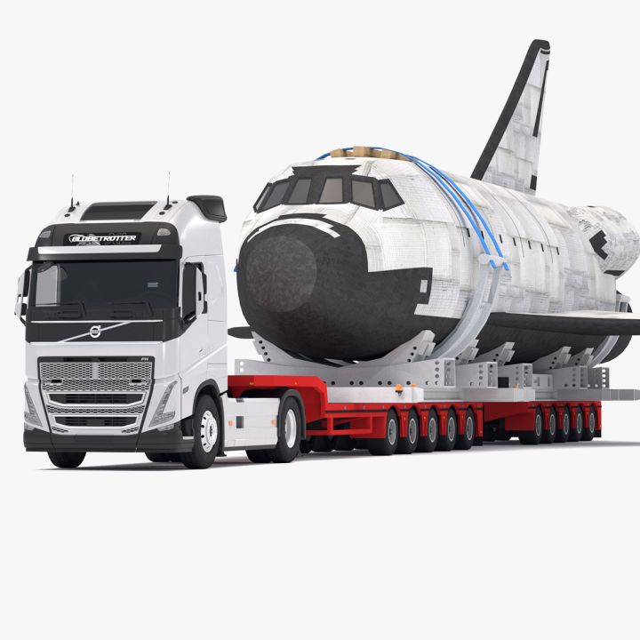 Volvo fh16 2021 and Lowboy Trailer with Space Shuttle 3d models