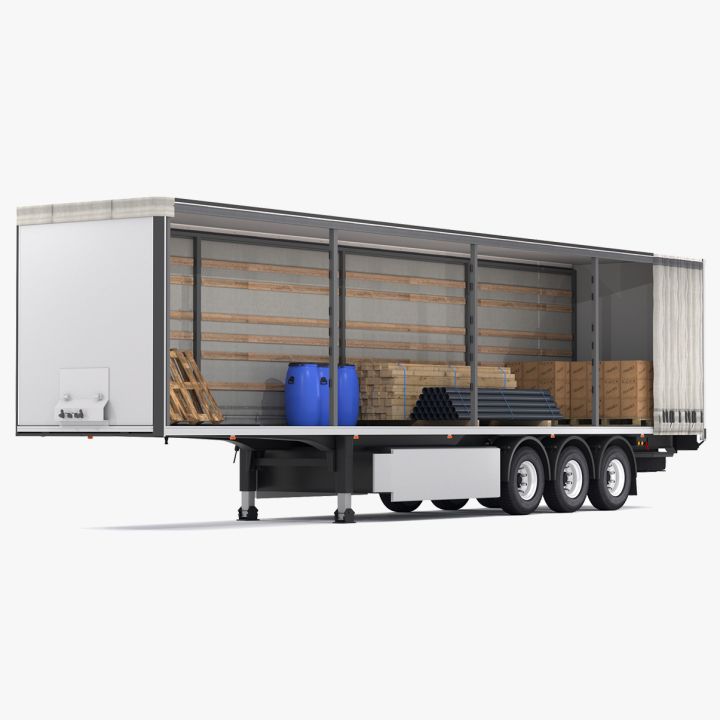 Semi Trailer Open Curtain 3d models