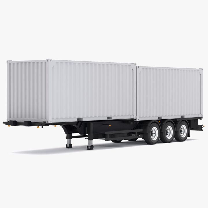 Chassis Semi Trailer with Shipping Containers 3d models
